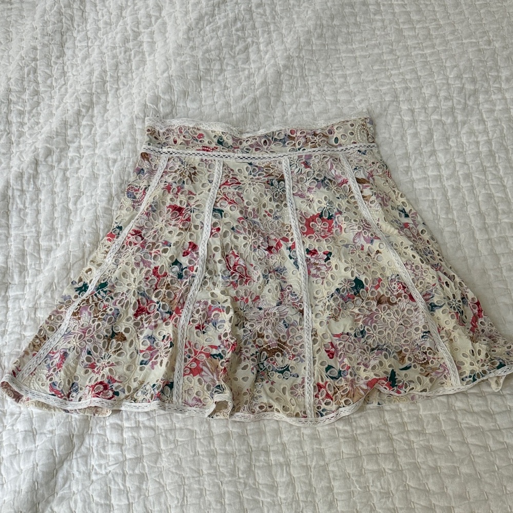 Nina Kaufmann Floral Lace A-Line Skirt